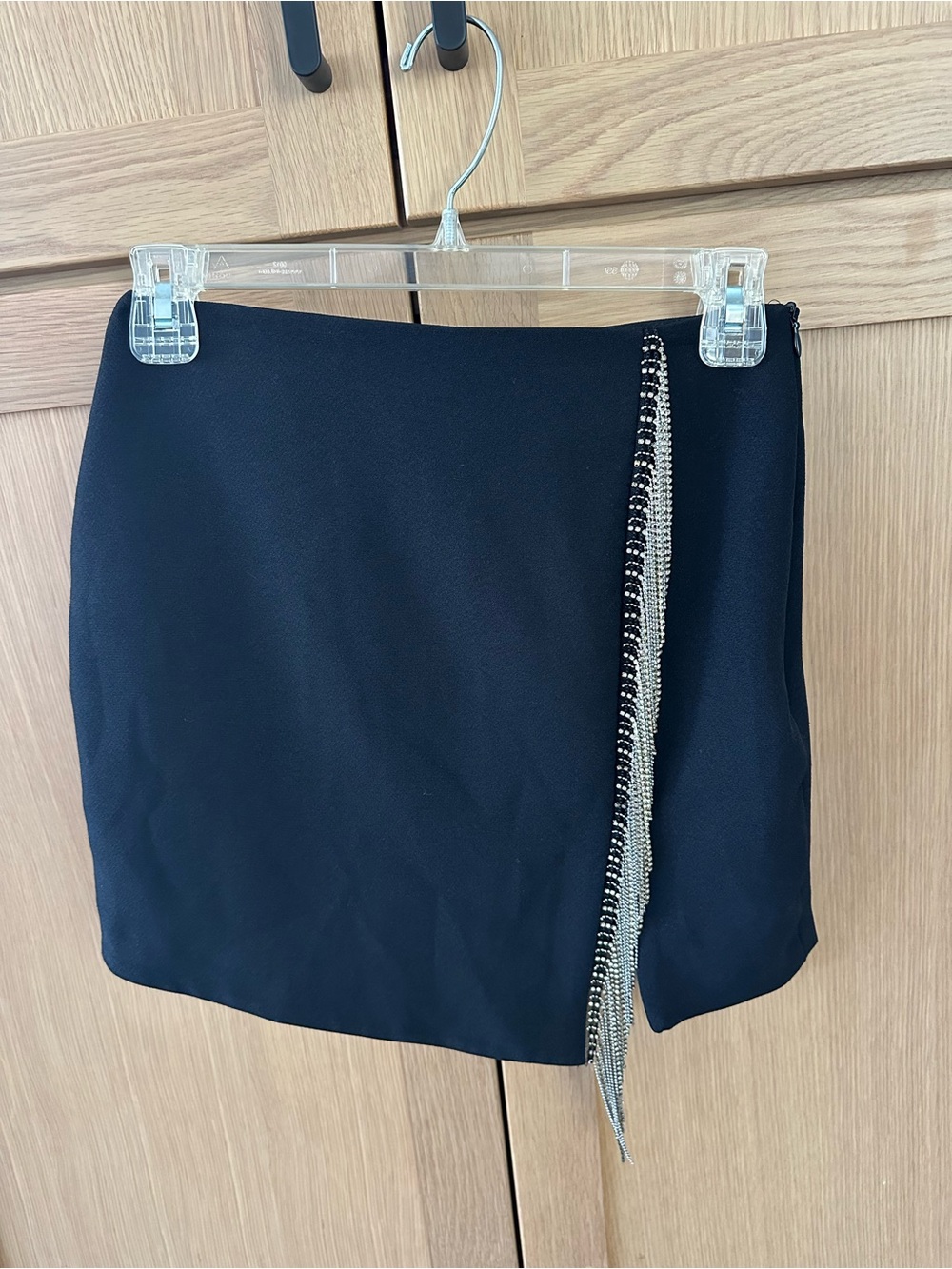 ZARA Black Mini Skirt with Bejewelled Fringing Size XS